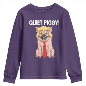 Quiet Quiet Piggy Youth Sweatshirt Funny Sarcastic Political Anti Authoritarian TS12 Purple Print Your Wear