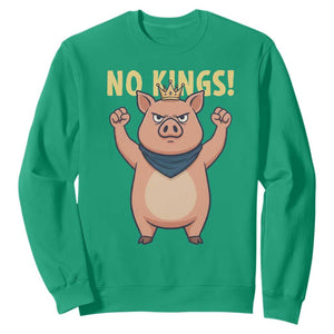 No Kings Pig Sweatshirt Resistance Movement Anti Authoritarian Gift TS12 Irish Green Print Your Wear