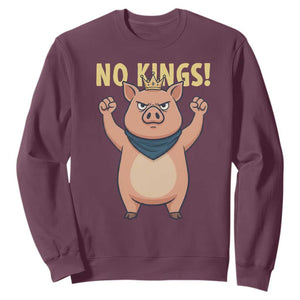 No Kings Pig Sweatshirt Resistance Movement Anti Authoritarian Gift TS12 Maroon Print Your Wear