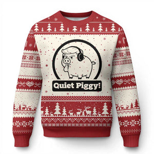 Funny Quiet Quiet Piggy Meme Ugly Christmas Sweater Anti Fascist Political Parody Gift TS12 Beige Red Print Your Wear