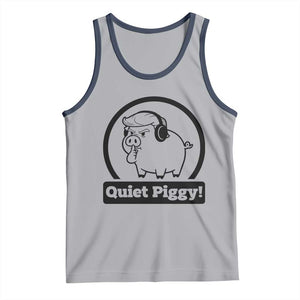 Funny Quiet Quiet Piggy Meme Tank Top Anti Fascist Political Parody Gift TS12 Athletic Heather Navy Print Your Wear