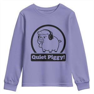 Funny Quiet Quiet Piggy Meme Youth Sweatshirt Anti Fascist Political Parody Gift TS12 Violet Print Your Wear