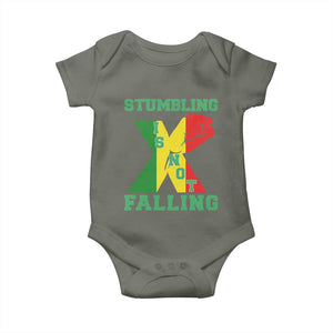 Stumbling Is Not Falling Baby Onesie African American Black History Month TS12 Military Green Print Your Wear
