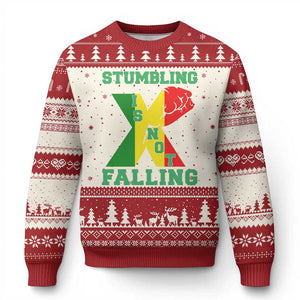Stumbling Is Not Falling Ugly Christmas Sweater African American Black History Month TS12 Beige Red Print Your Wear