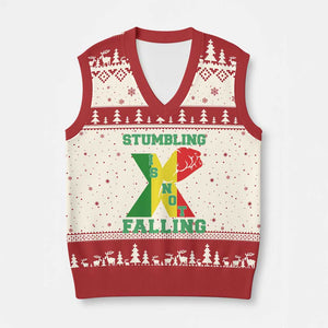 Stumbling Is Not Falling V-Neck Knit Sweater Vest African American Black History Month TS12 Beige Red Print Your Wear