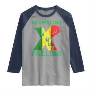 Stumbling Is Not Falling Raglan Shirt African American Black History Month TS12 Sport Gray Navy Print Your Wear
