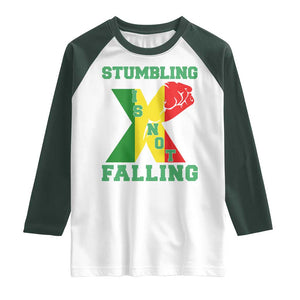 Stumbling Is Not Falling Raglan Shirt African American Black History Month TS12 White Dark Forest Green Print Your Wear