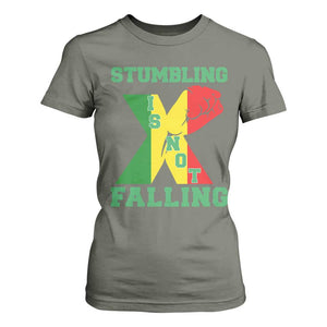 Stumbling Is Not Falling T Shirt For Women African American Black History Month TS12 Military Green Print Your Wear