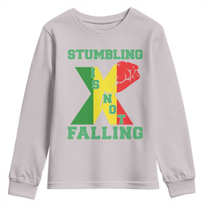 Stumbling Is Not Falling Youth Sweatshirt African American Black History Month TS12 Ice Gray Print Your Wear