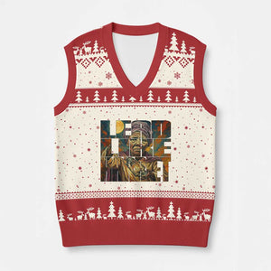 Lead Like Harriet V-Neck Knit Sweater Vest Black Women Leadership Quote TS12 Beige Red Print Your Wear