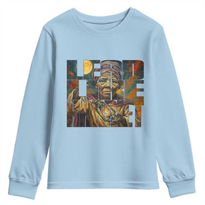 Lead Like Harriet Youth Sweatshirt Black Women Leadership Quote TS12 Light Blue Print Your Wear