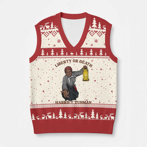 Harriet Tubman Freedom Quote V-Neck Knit Sweater Vest Liberty Or Death TS12 Beige Red Print Your Wear