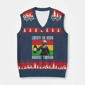 Harriet Tubman Women Leadership V-Neck Knit Sweater Vest Liberty Or Death TS12 Navy Red Print Your Wear