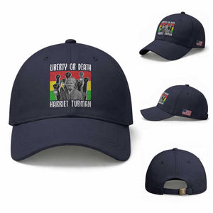 Harriet Tubman Baseball Cap Liberty Or Death Women Empowerment Quote TS12 Baseball Cap Universal Fit Navy Print Your Wear
