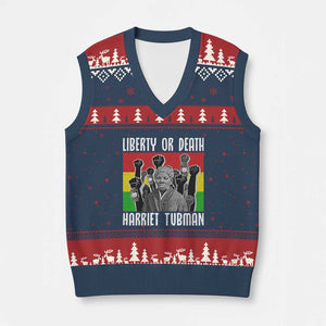 Harriet Tubman V-Neck Knit Sweater Vest Liberty Or Death Women Empowerment Quote TS12 Navy Red Print Your Wear