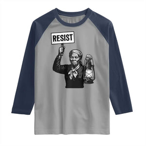 Harriet Tubman Says Resist Raglan Shirt Women Empowerment Quote TS12 Sport Gray Navy Print Your Wear