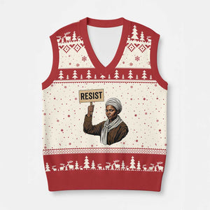 Funny Harriet Tubman Says Resist V-Neck Knit Sweater Vest Black Pride Inspiration Gift TS12 Beige Red Print Your Wear