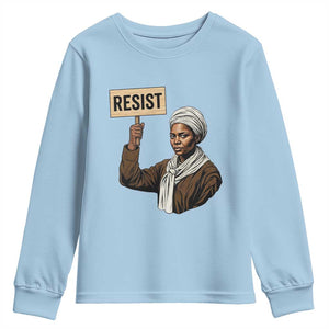 Funny Harriet Tubman Says Resist Youth Sweatshirt Black Pride Inspiration Gift TS12 Light Blue Print Your Wear
