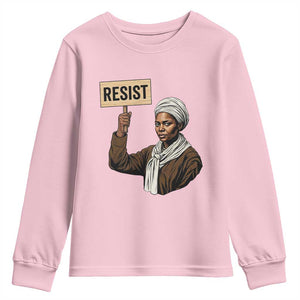 Funny Harriet Tubman Says Resist Youth Sweatshirt Black Pride Inspiration Gift TS12 Light Pink Print Your Wear