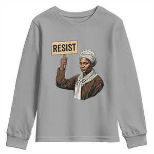 Funny Harriet Tubman Says Resist Youth Sweatshirt Black Pride Inspiration Gift TS12 Sport Gray Print Your Wear