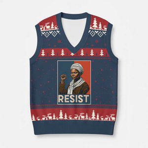 Funny Harriet Tubman Says Resist V-Neck Knit Sweater Vest Strong Black Woman Leader TS12 Navy Red Print Your Wear