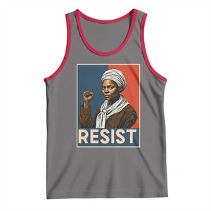 Funny Harriet Tubman Says Resist Tank Top Strong Black Woman Leader TS12 Deep Heather Red Print Your Wear