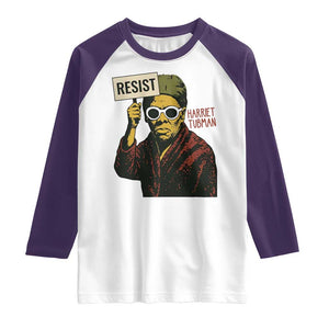 Funny Harriet Tubman Says Resist Raglan Shirt Female Empowerment History Gift TS12 White Purple Print Your Wear