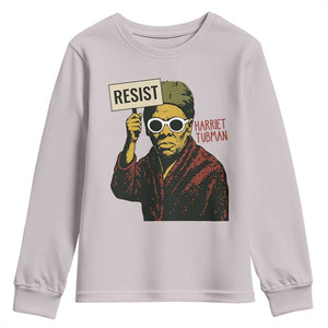 Funny Harriet Tubman Says Resist Youth Sweatshirt Female Empowerment History Gift TS12 Ice Gray Print Your Wear