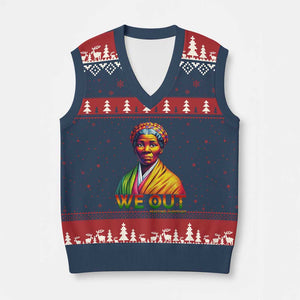 Harriet Tubman We Out V-Neck Knit Sweater Vest Female Empowerment History Gift TS12 Navy Red Print Your Wear