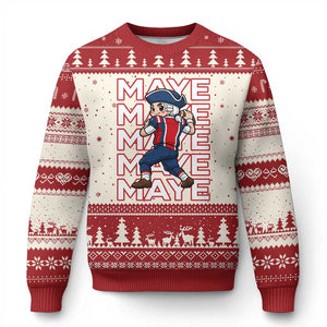 Funny NE Football Fan Gift Ugly Christmas Sweater Maye Lover TS12 Beige Red Print Your Wear