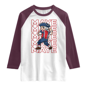 Funny NE Football Fan Gift Raglan Shirt Maye Lover TS12 White Maroon Print Your Wear