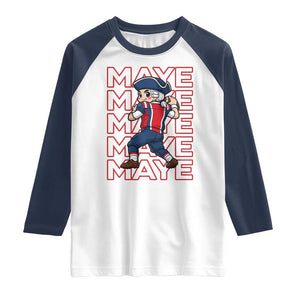 Funny NE Football Fan Gift Raglan Shirt Maye Lover TS12 White Navy Print Your Wear