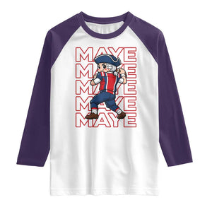 Funny NE Football Fan Gift Raglan Shirt Maye Lover TS12 White Purple Print Your Wear