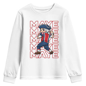 Funny NE Football Fan Gift Youth Sweatshirt Maye Lover TS12 White Print Your Wear