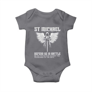 Saint Michael Defend Us In Battle Baby Onesie Christian Faith Gift TS12 Charcoal Print Your Wear