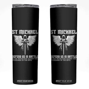 Saint Michael Defend Us In Battle Skinny Tumbler Christian Faith Gift TS12 Black Print Your Wear