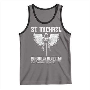 Saint Michael Defend Us In Battle Tank Top Christian Faith Gift TS12 Deep Heather Black Print Your Wear