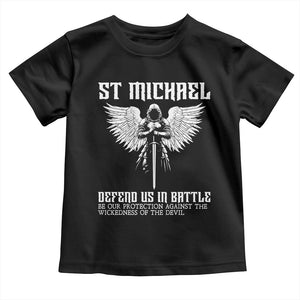 Saint Michael Defend Us In Battle Toddler T Shirt Christian Faith Gift TS12 Black Print Your Wear