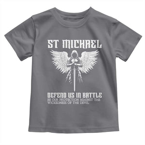 Saint Michael Defend Us In Battle Toddler T Shirt Christian Faith Gift TS12 Charcoal Print Your Wear