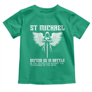 Saint Michael Defend Us In Battle Toddler T Shirt Christian Faith Gift TS12 Irish Green Print Your Wear