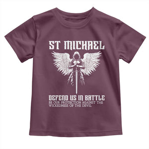 Saint Michael Defend Us In Battle Toddler T Shirt Christian Faith Gift TS12 Maroon Print Your Wear