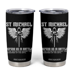 Saint Michael Defend Us In Battle Tumbler Cup Christian Faith Gift TS12 Black Print Your Wear