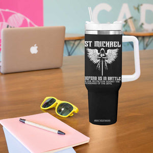 Saint Michael Defend Us In Battle Tumbler With Handle Christian Faith Gift TS12 Print Your Wear