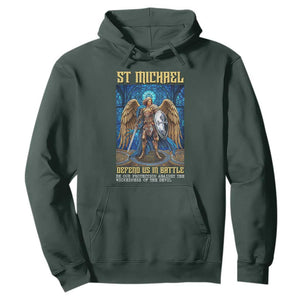 Saint Michael Prayer Defend Us In Battle Hoodie Religious Gift TS12 Dark Forest Green Print Your Wear