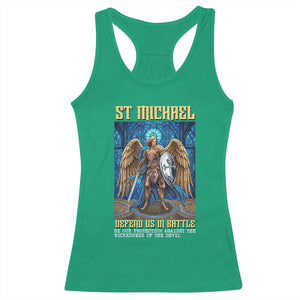Saint Michael Prayer Defend Us In Battle Racerback Tank Top Religious Gift TS12 Irish Green Print Your Wear