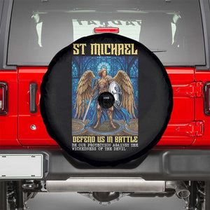 Saint Michael Prayer Defend Us In Battle Spare Tire Cover Religious Gift TS12 Black Print Your Wear