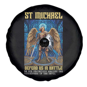 Saint Michael Prayer Defend Us In Battle Spare Tire Cover Religious Gift TS12 Print Your Wear