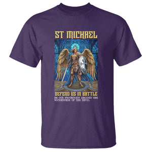 Saint Michael Prayer Defend Us In Battle T Shirt Religious Gift TS12 Purple Print Your Wear