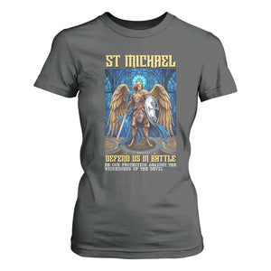 Saint Michael Prayer Defend Us In Battle T Shirt For Women Religious Gift TS12 Dark Heather Print Your Wear