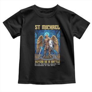 Saint Michael Prayer Defend Us In Battle Toddler T Shirt Religious Gift TS12 Black Print Your Wear